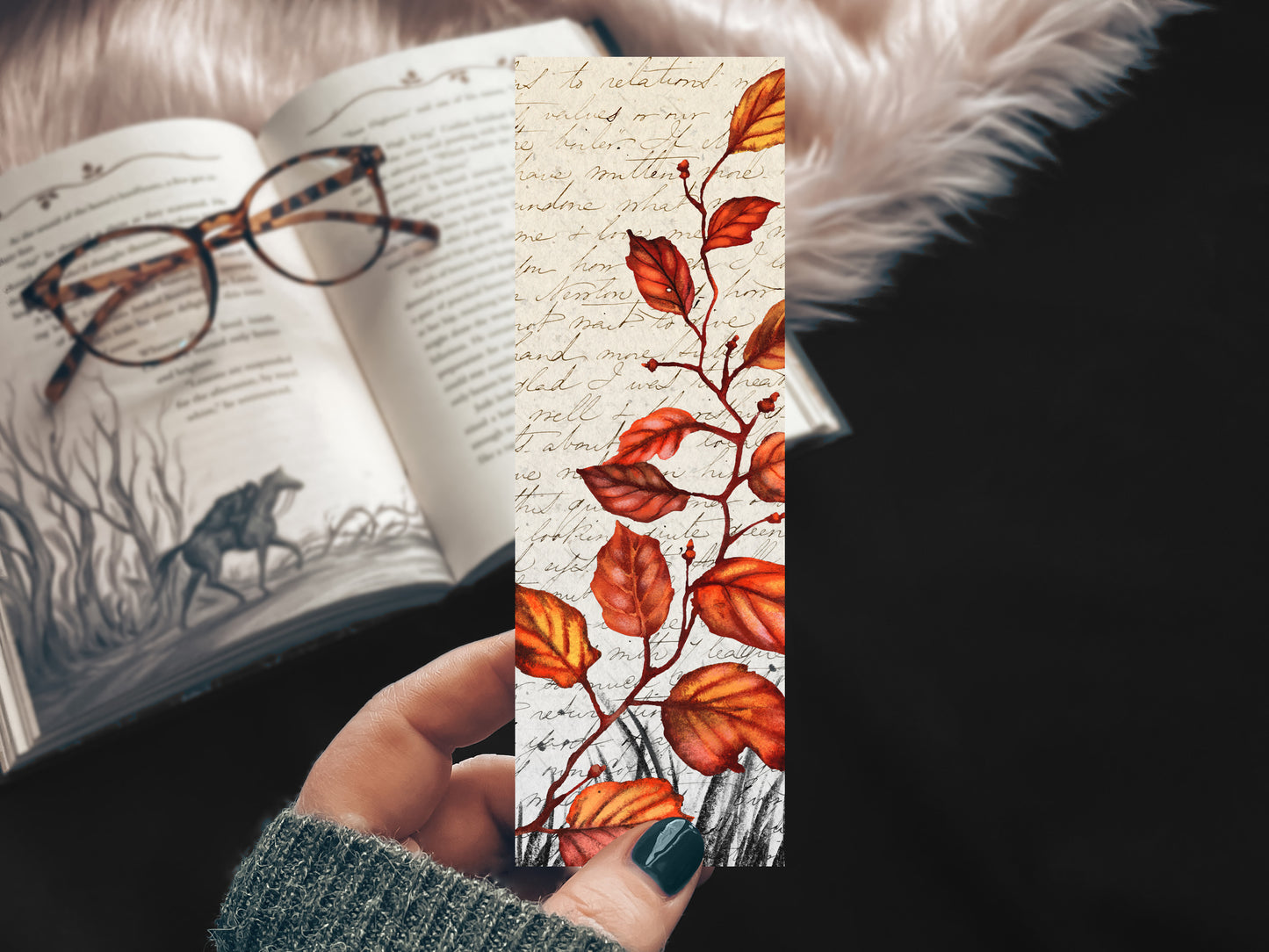 Bright Fall Leaves Watercolor Bookmark