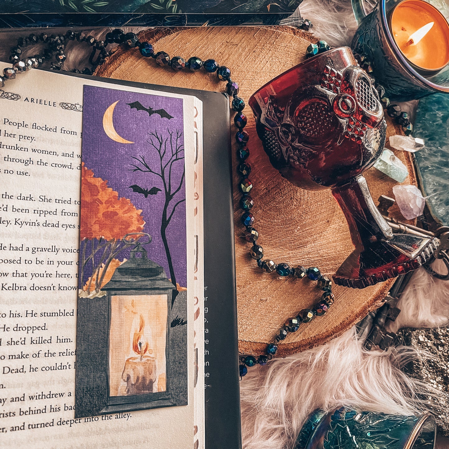 Halloween Lantern and Bats Bookmark