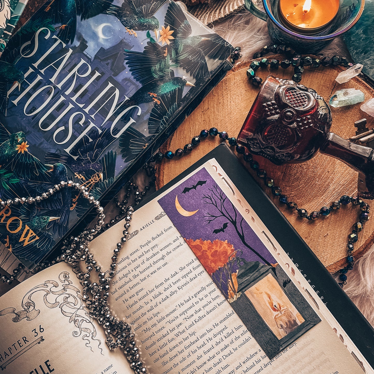 Halloween Lantern and Bats Bookmark