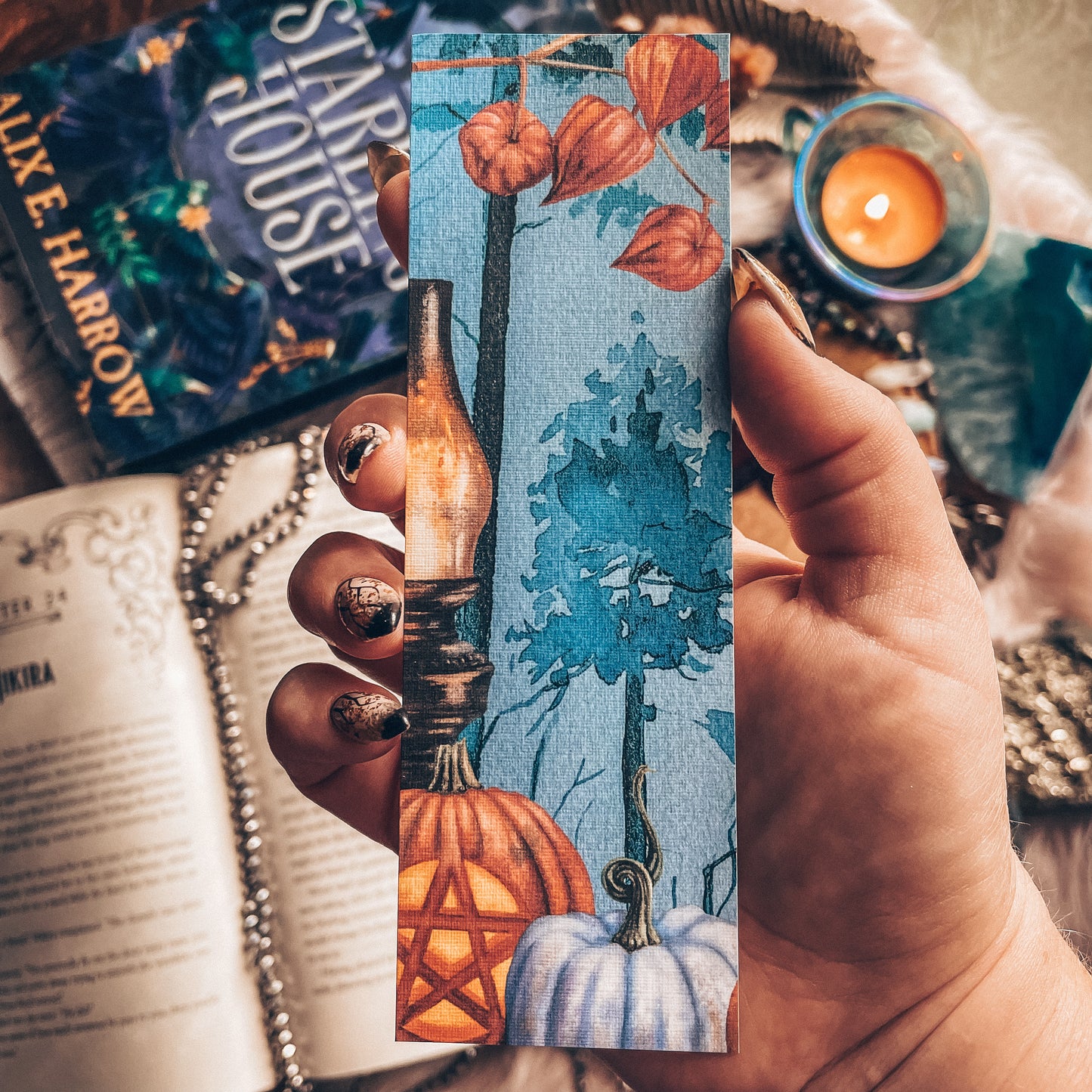 Spooky Halloween Forest Watercolor Bookmark