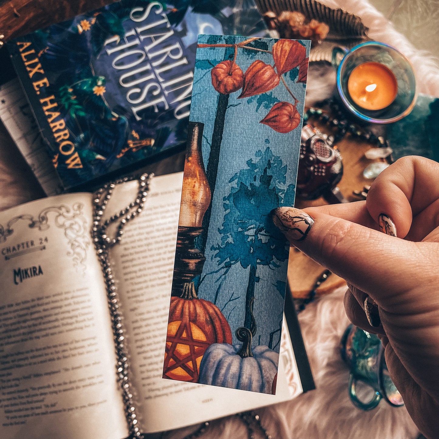 Spooky Halloween Forest Watercolor Bookmark