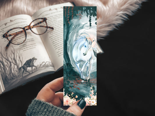 White Stallion Enchanted Forest Bookmark