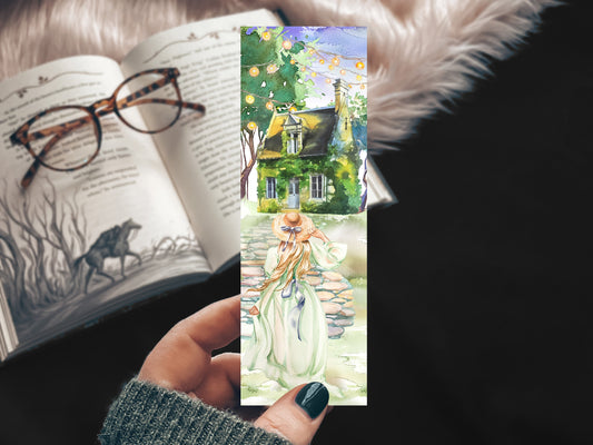 Forest Cottage Watercolor Bookmark