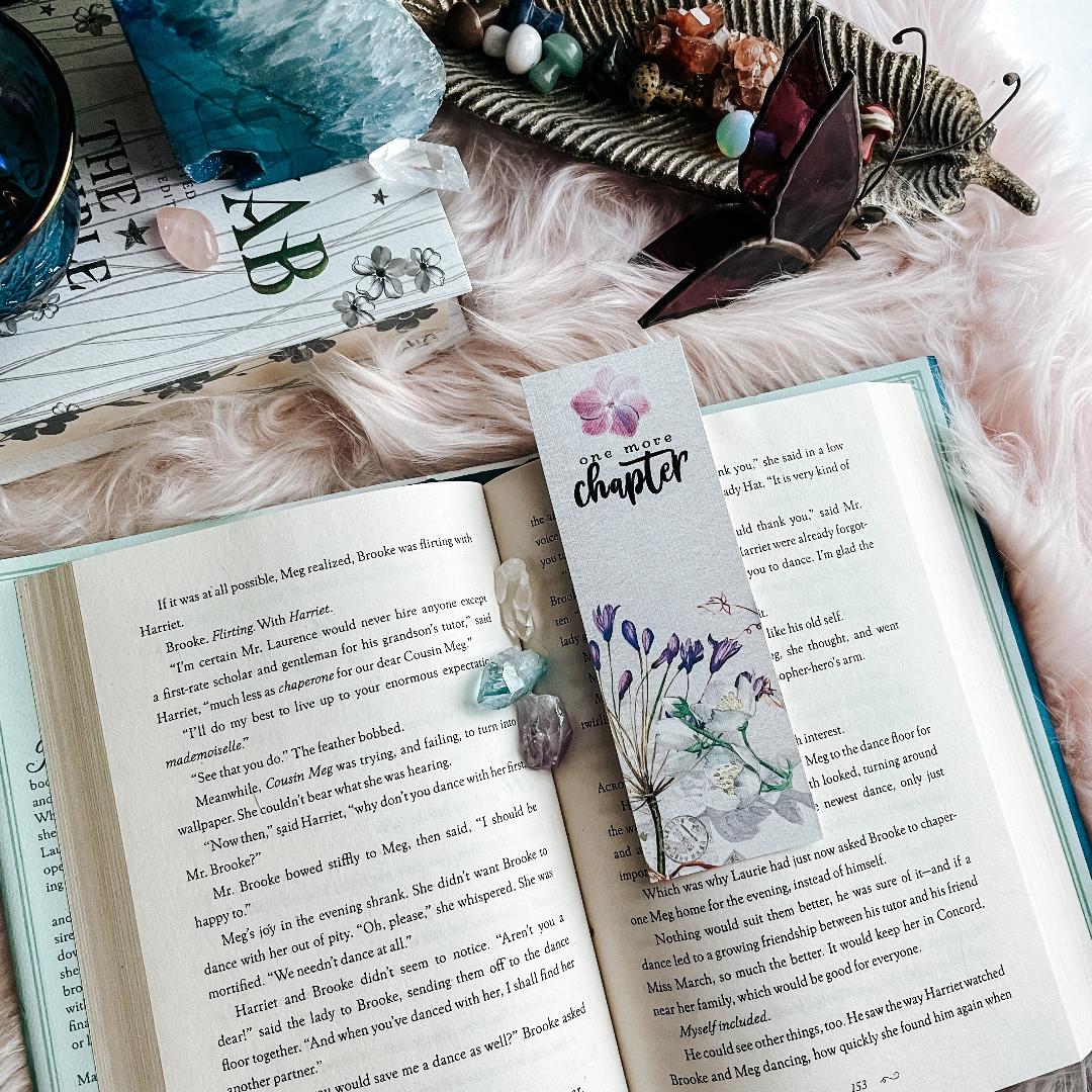 One More Chapter Floral Watercolor Bookmark