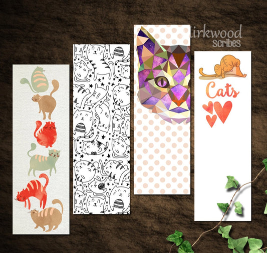 Printable Silly Kitty Cat Bookmarks Set