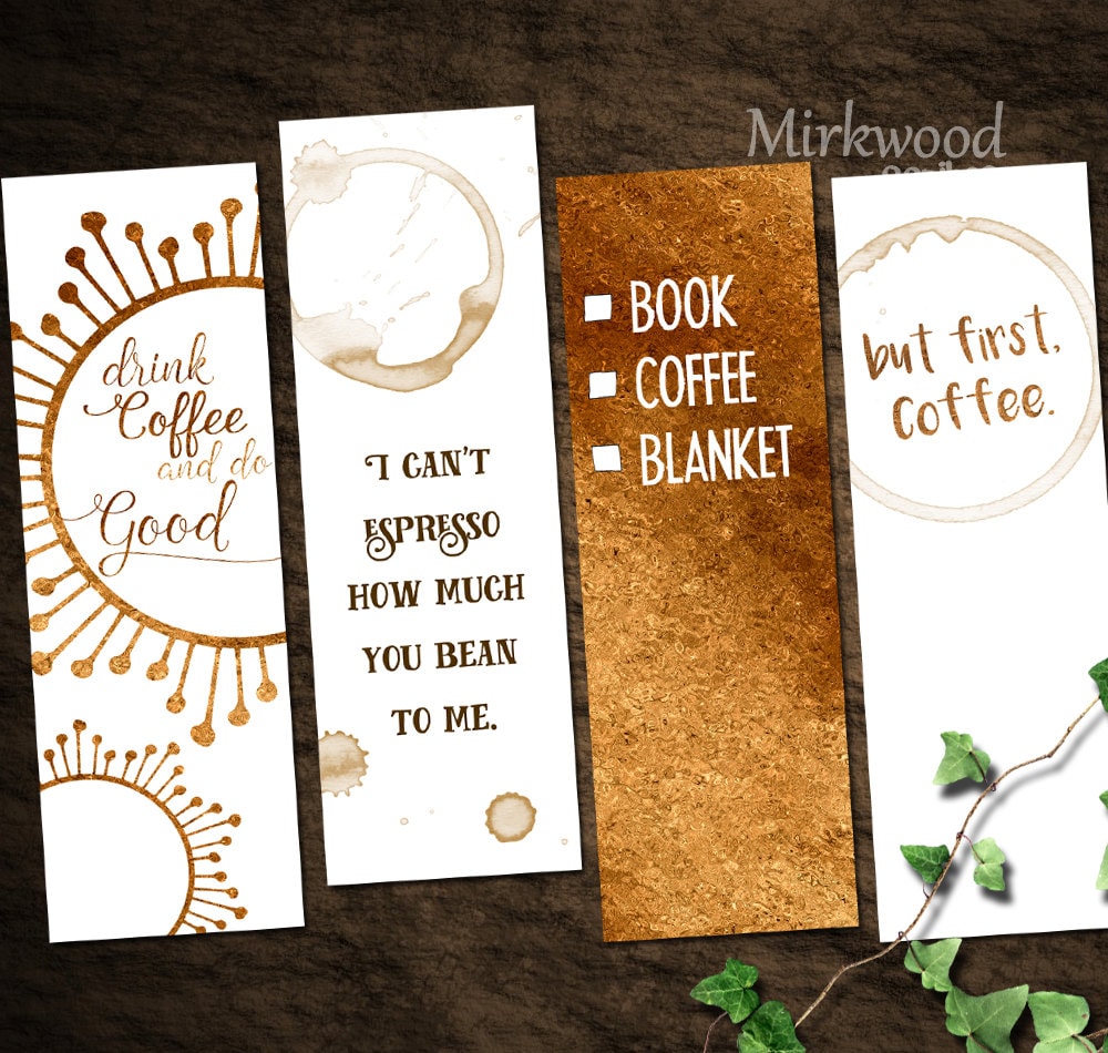 Printable Coffee Lovers Bookmarks Set