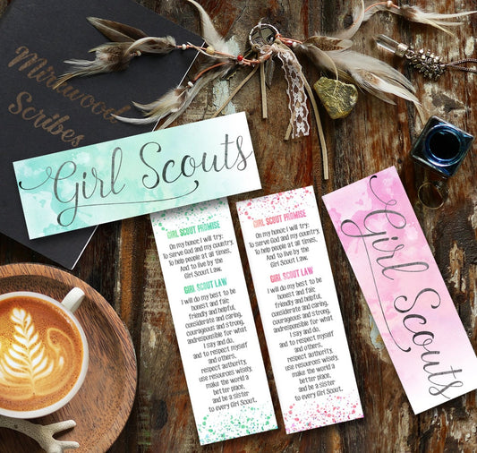 Printable Girl Scout Promise and Law Bookmarks Set