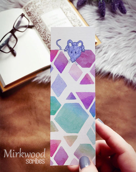 Geometric Watercolor Mouse Bookmark