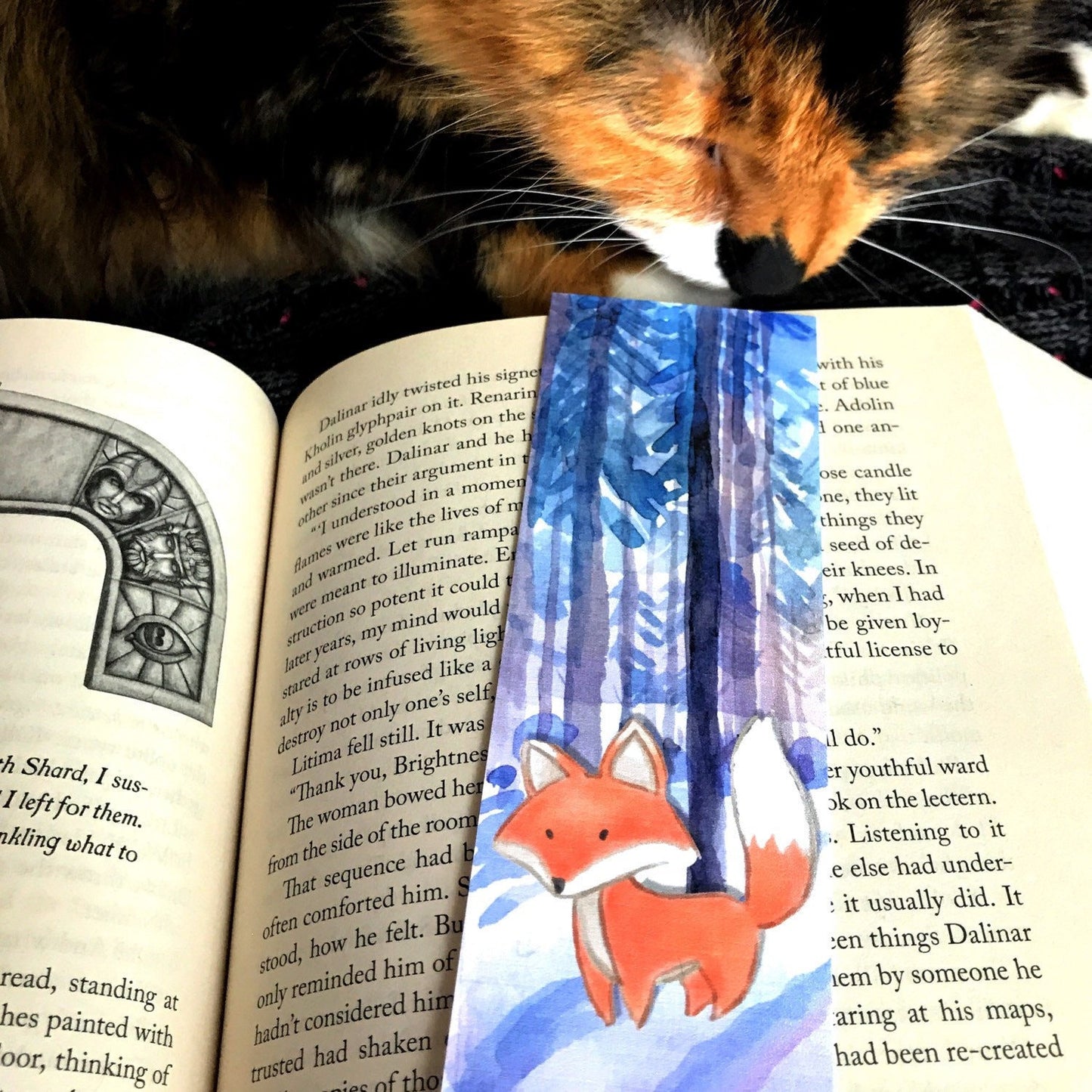 Snow Fox Watercolor Bookmark