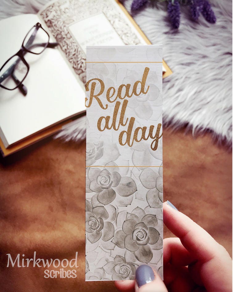 Succulent Read All Day Bookmark