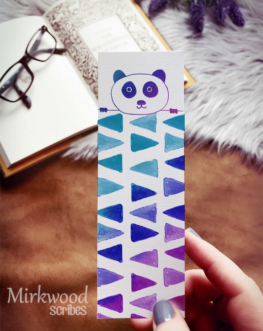 Watercolor Purple Panda Bookmark