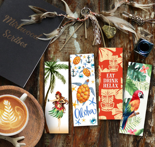 Printable Tropical Aloha Bookmarks Set