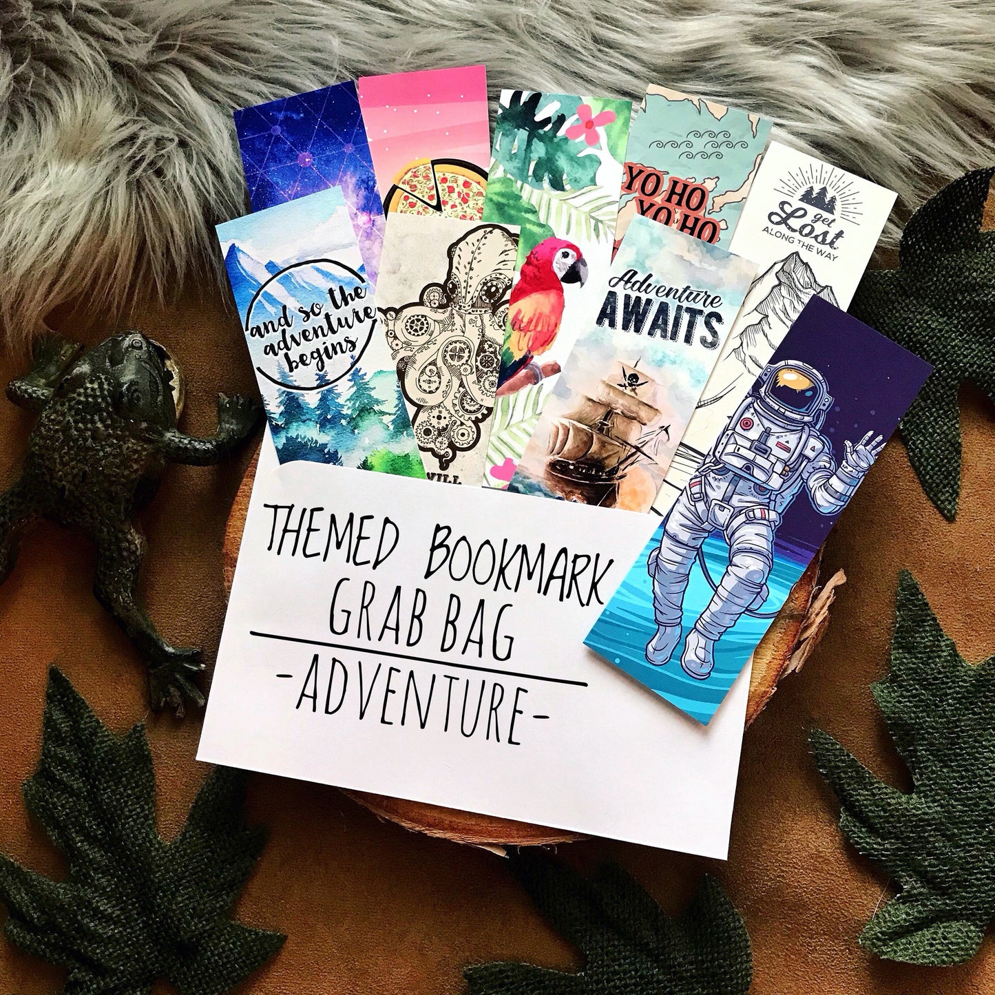Deluxe Bookmark Grab Bag, 9 Themed Laminated Bookmarks, Blind Bag Reader Surprise Gift