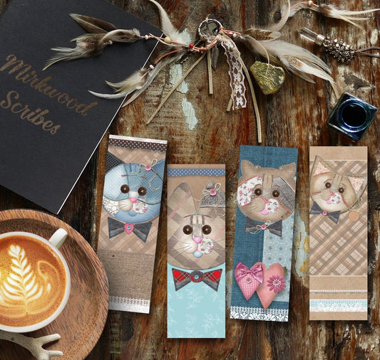 Printable Cute Scrapbook Cat Bookmarks Set