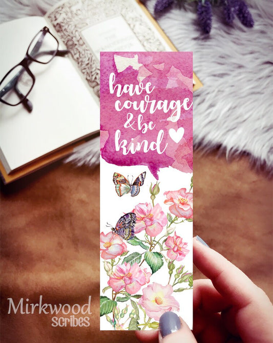 Floral Watercolor Butterfly Quote Bookmark