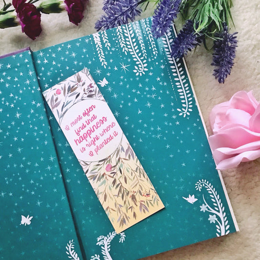 Happy Floral Garden Watercolor Bookmark