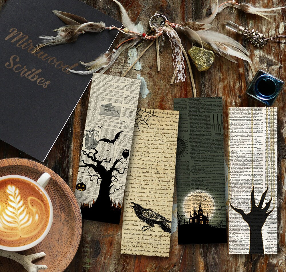 Spooky Halloween Bats and Owl Bookmark