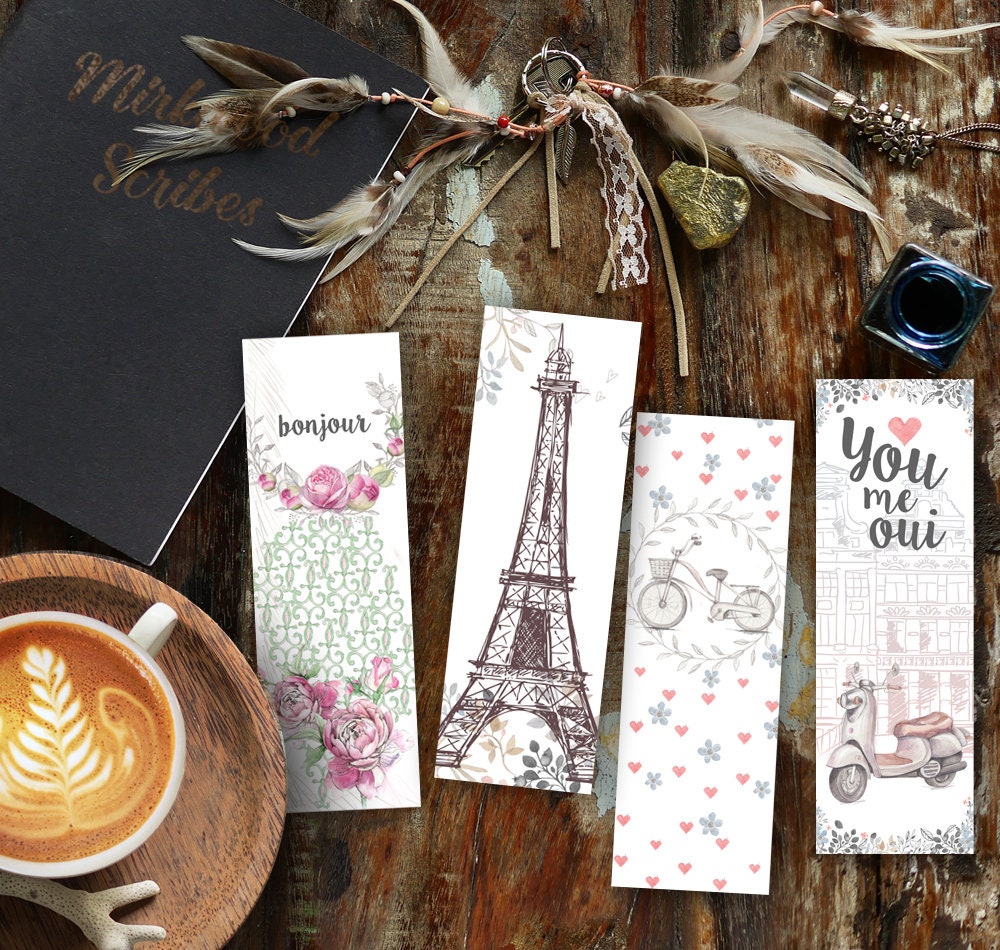 Pink Roses Bonjour Bookmark