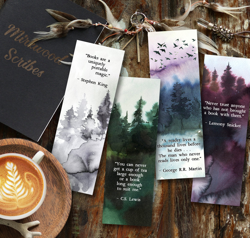 Book Lover Watercolor Bookmark, C.S. Lewis Quote