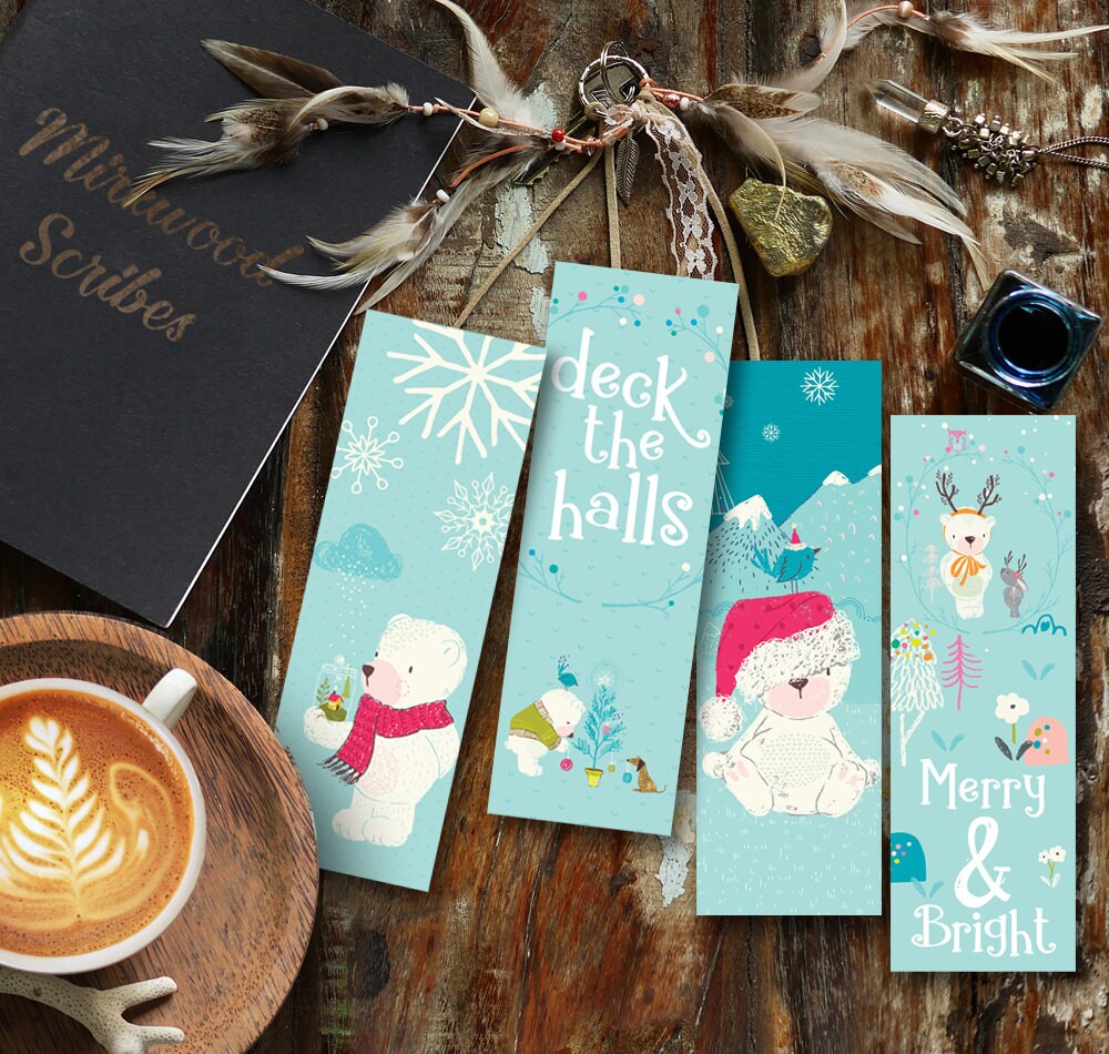 Merry and Bright Christmas Bear Bookmark
