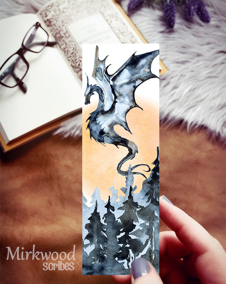 Epic Dragon Watercolor Bookmark
