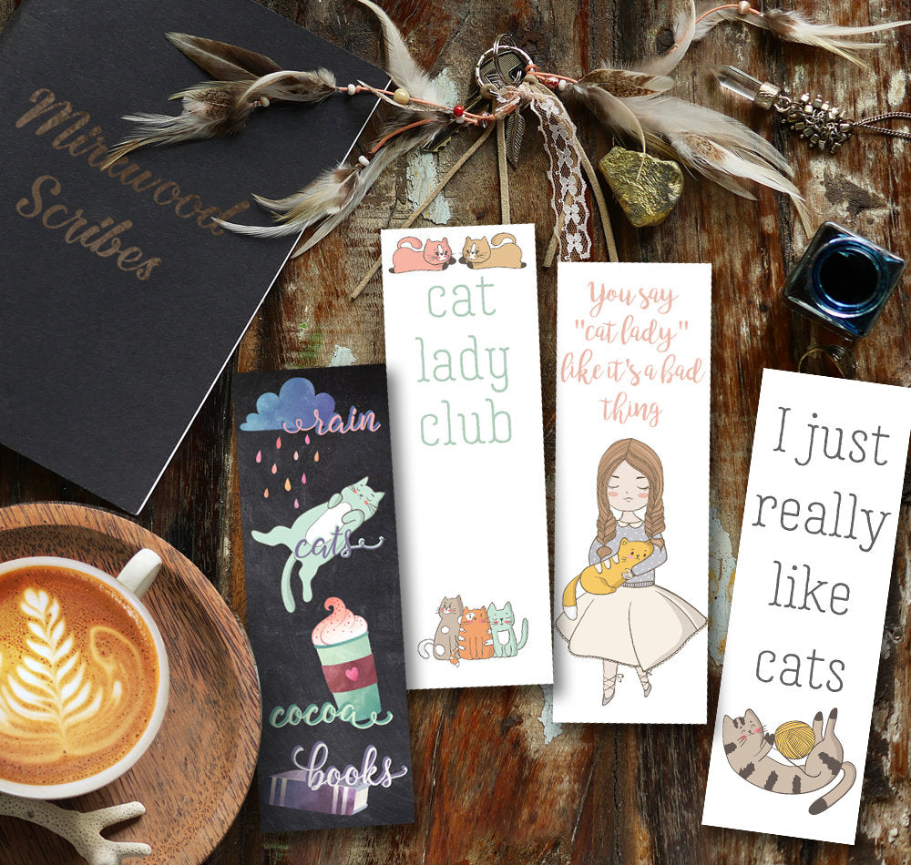 Rain Cats, Cocoa, and Books Bookmark