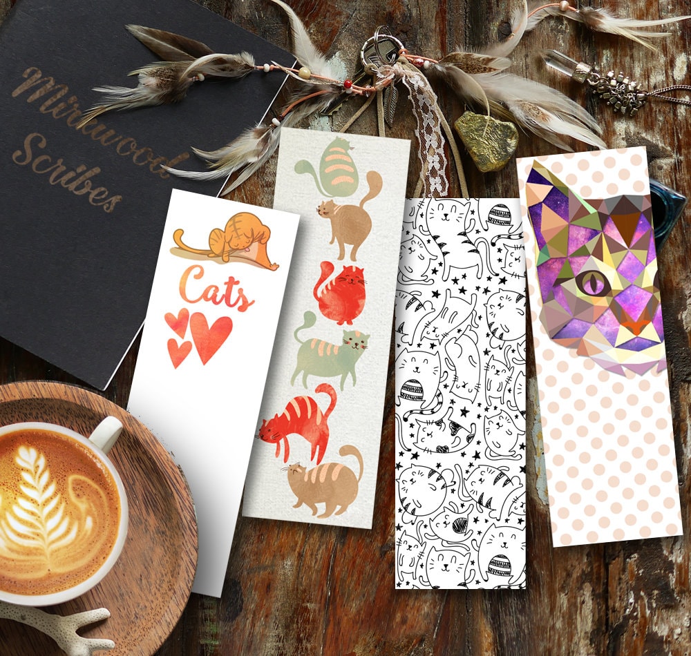 Printable Silly Kitty Cat Bookmarks Set