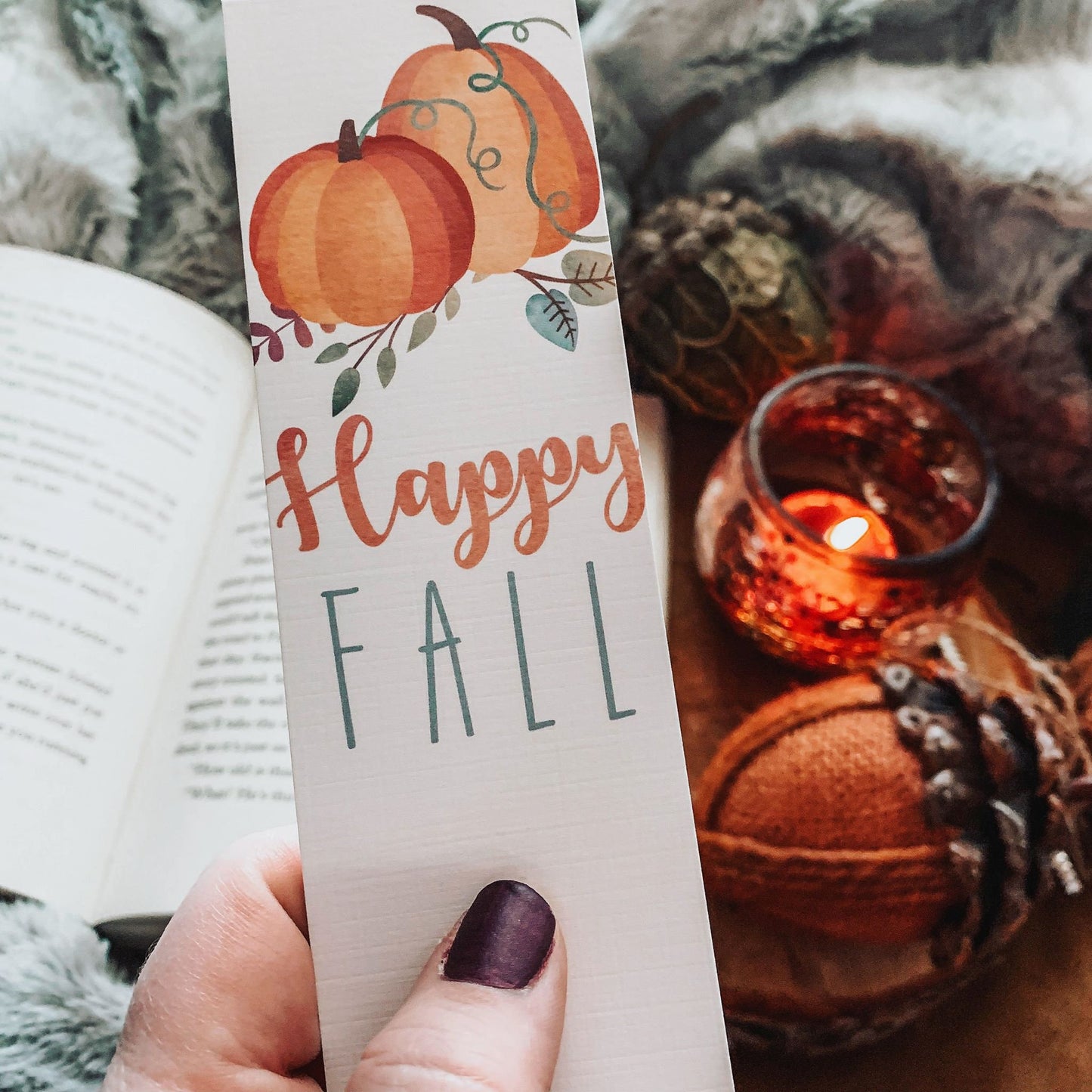 Printable Hello Fall Pumpkin Bookmarks Set