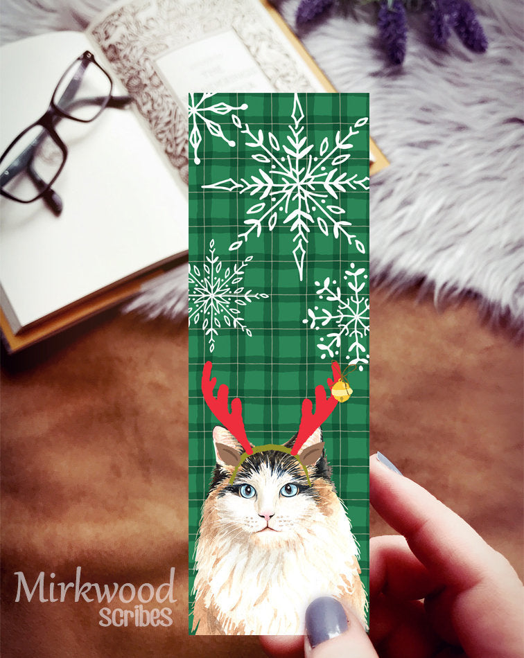Santa's Reindeer Cat Bookmark