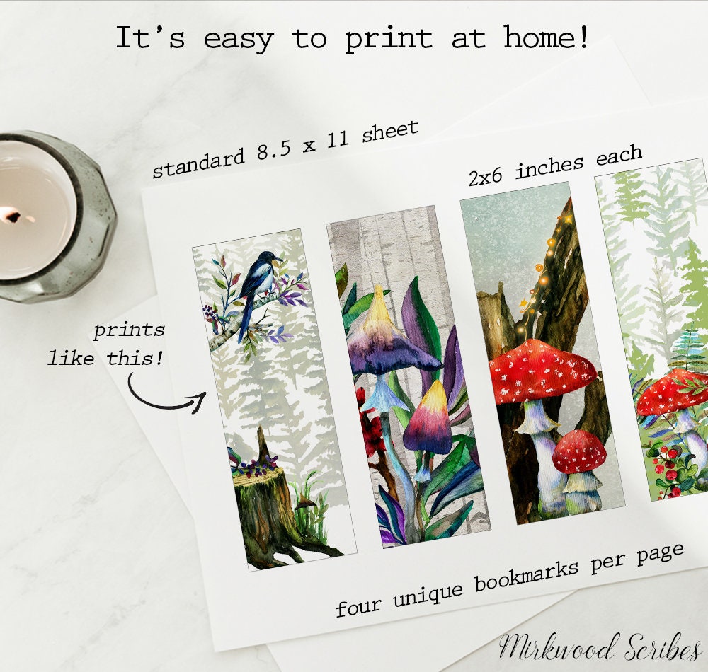 Printable Watercolor Dragon Bookmarks Set