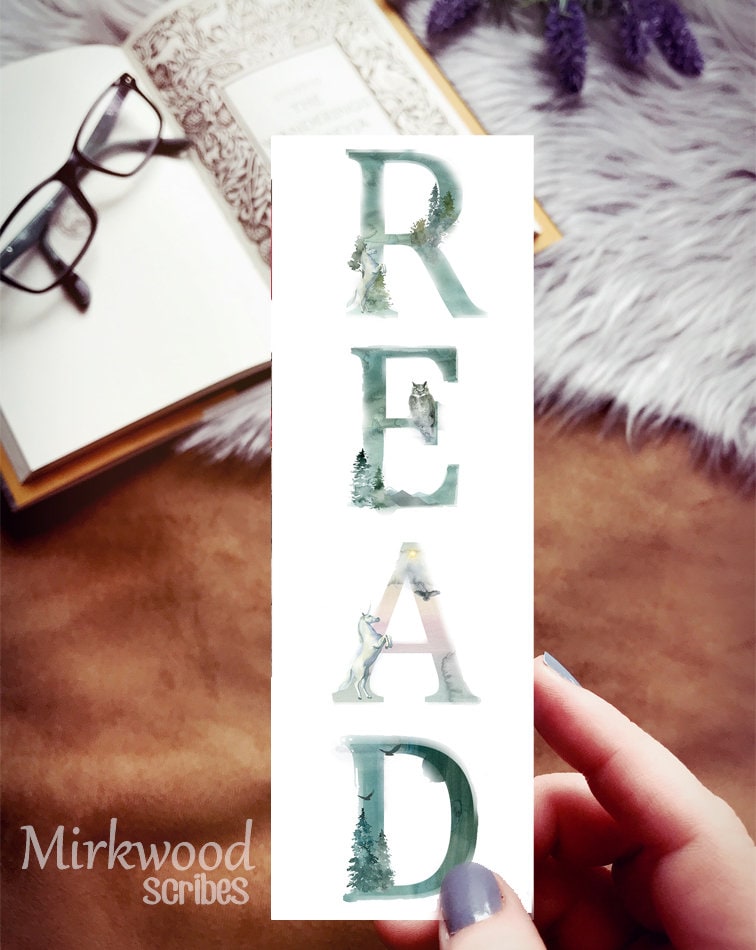 READ Watercolor Bookmark