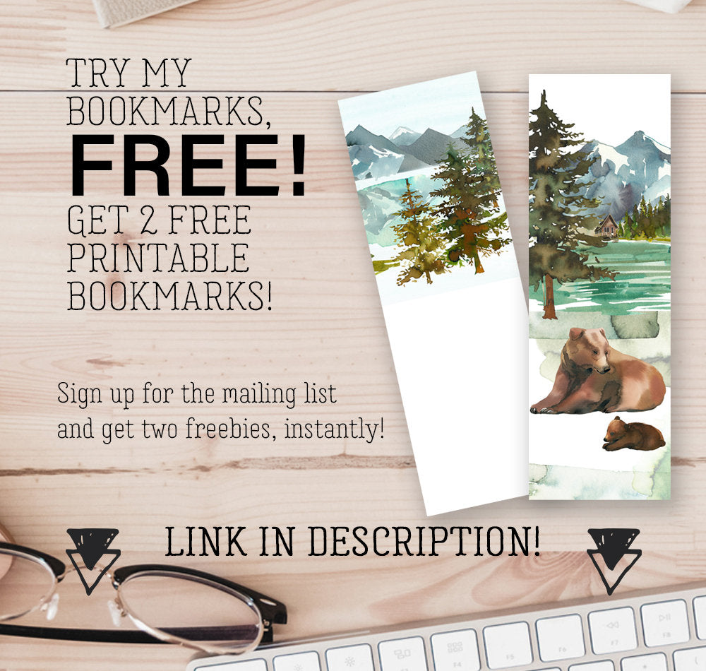 Printable Watercolor Deer Bookmarks Set