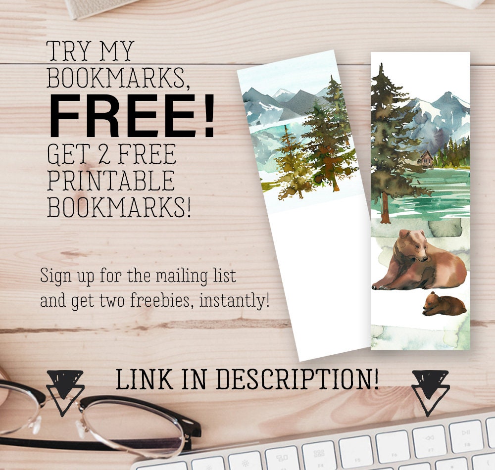 Printable Watercolor Marble Bookmarks Set