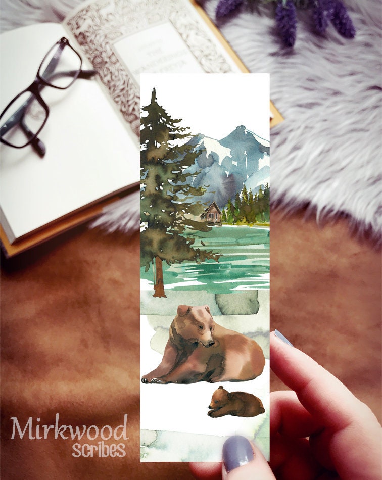 Grizzly Bear Watercolor Bookmark