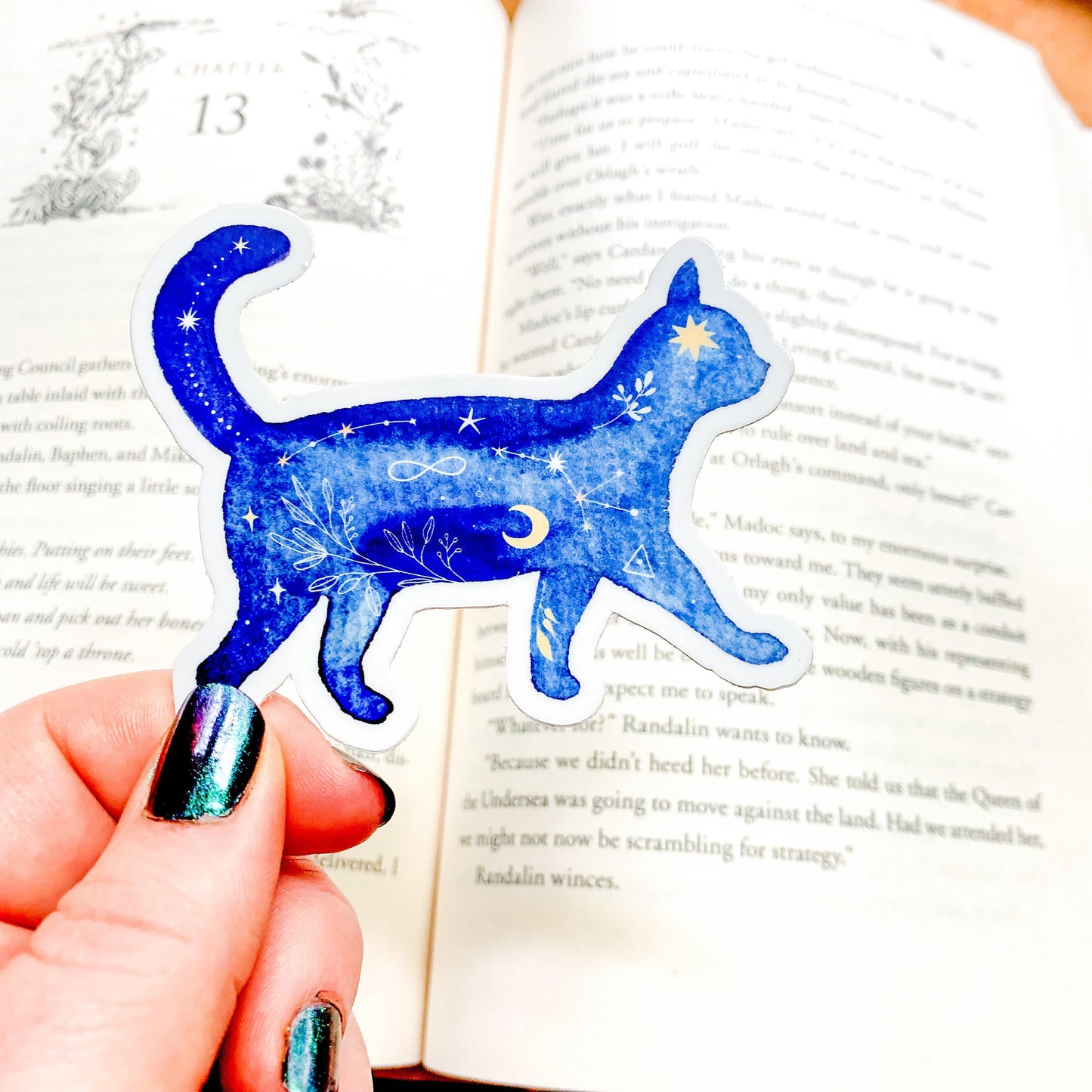 Constellation Galaxy Cat Watercolor Sticker