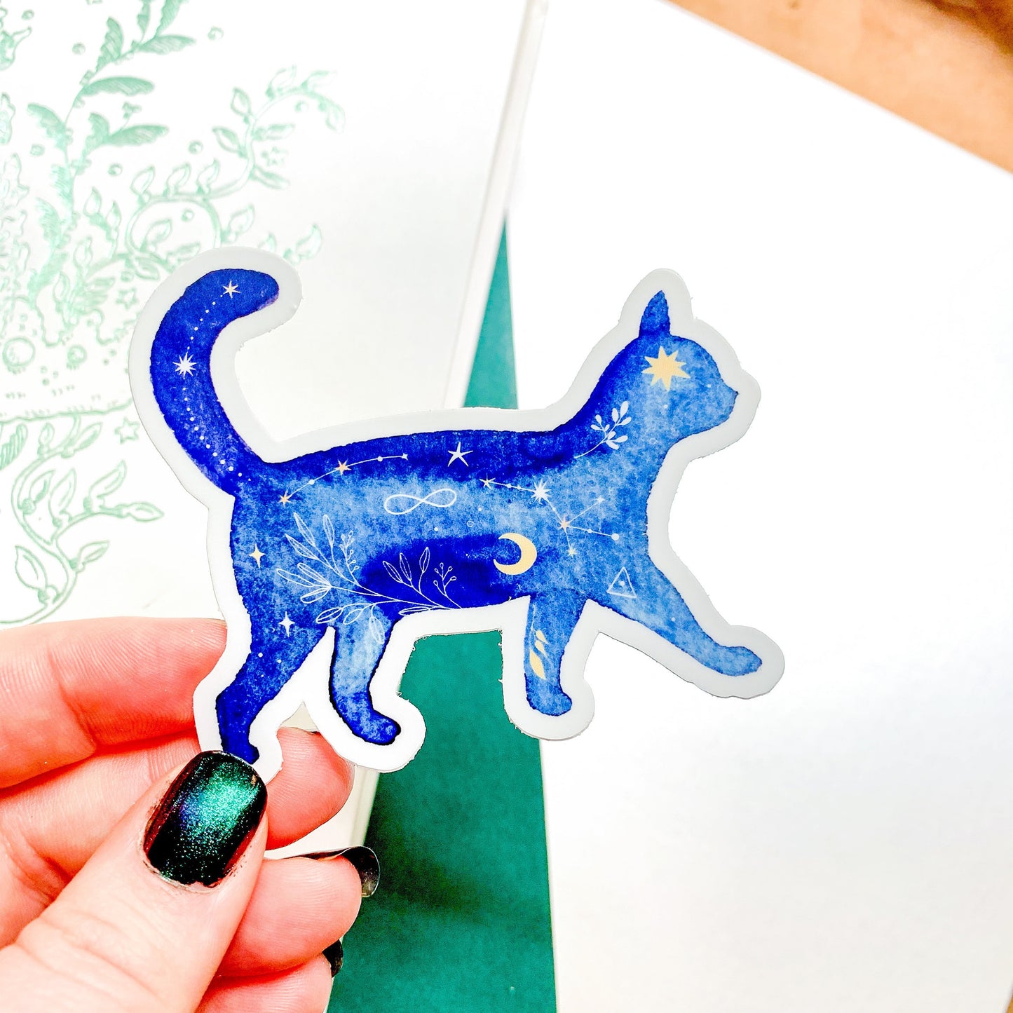 Constellation Galaxy Cat Watercolor Sticker