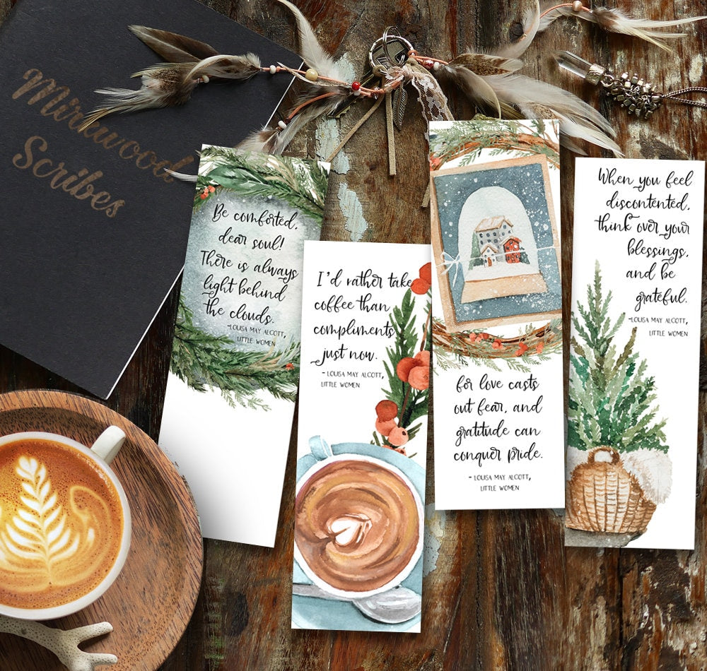 Little Women Coffee Watercolor Bookmark