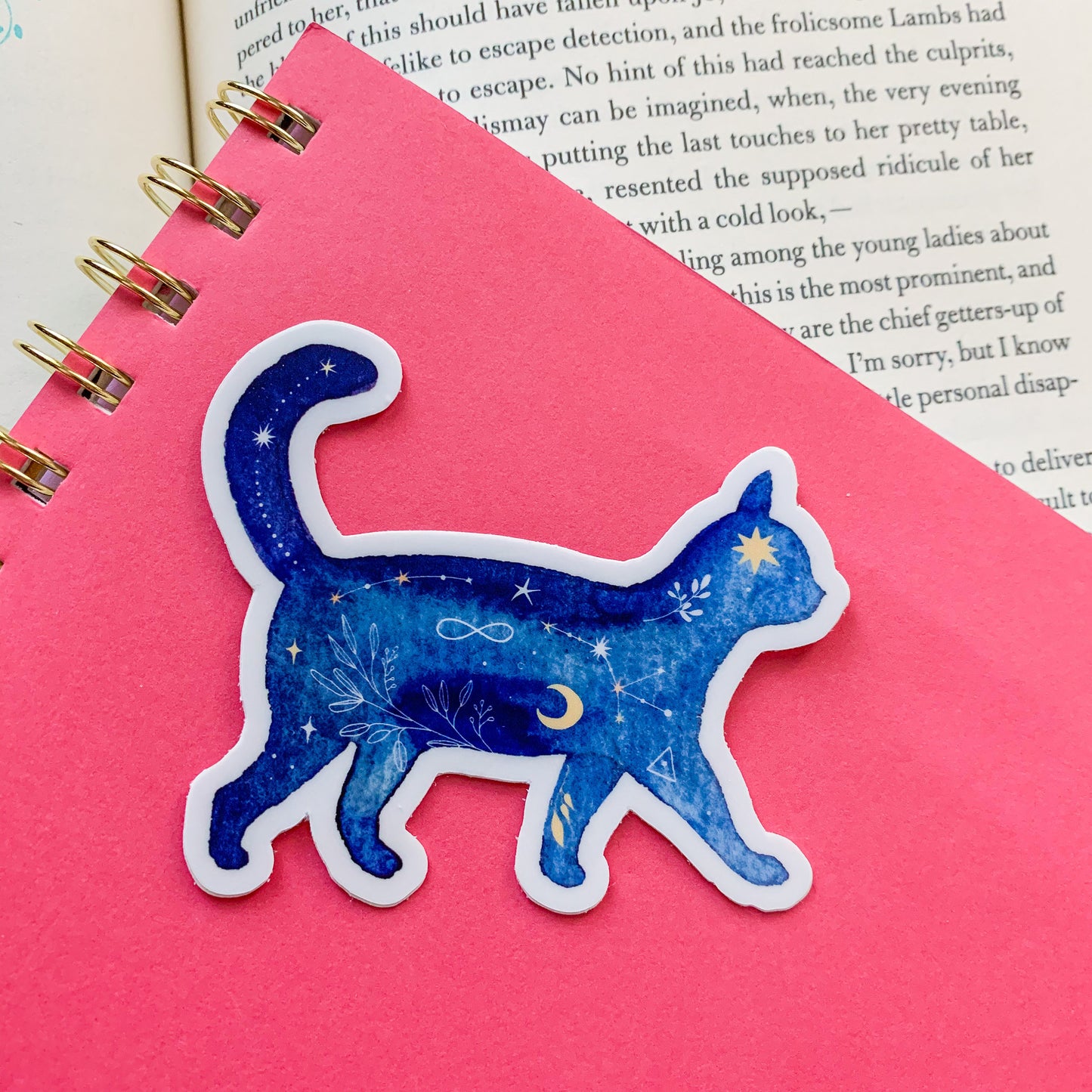 Constellation Galaxy Cat Watercolor Sticker