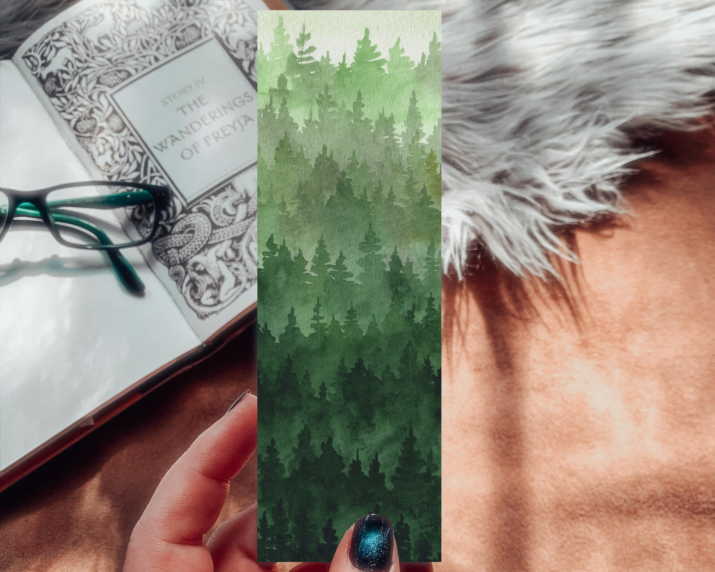 Pine Forest Watercolor Bookmark