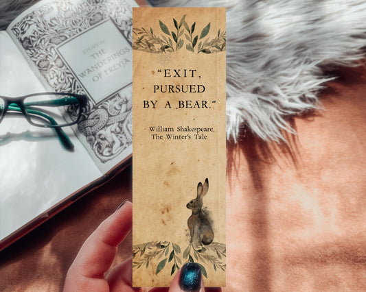 The Winter's Tale Bookmark, Exit, Pursued by a Bear, Shakespeare