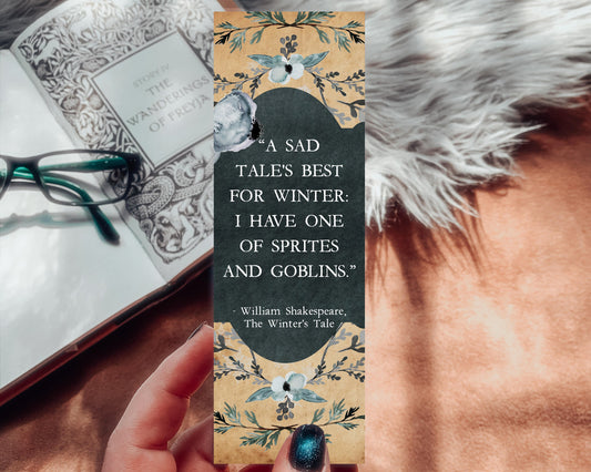 The Winter's Tale Bookmark, Sprites and Goblins Quote, Shakespeare