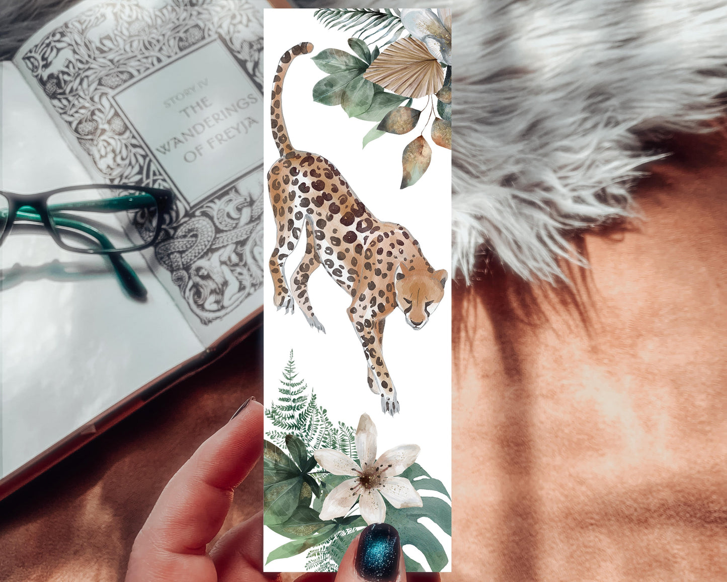 Safari Themed Cheetah Botanical Bookmark