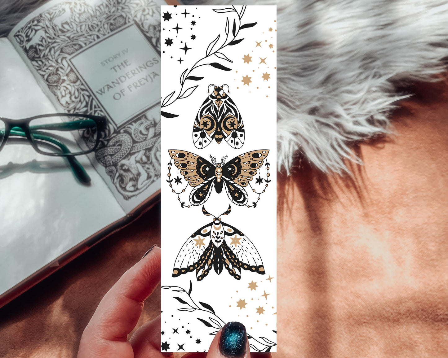 Wiccan Celestial Lunar Moth Bookmark