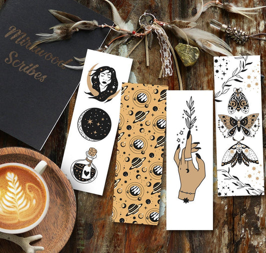 Printable Celestial Moth Bookmarks Set