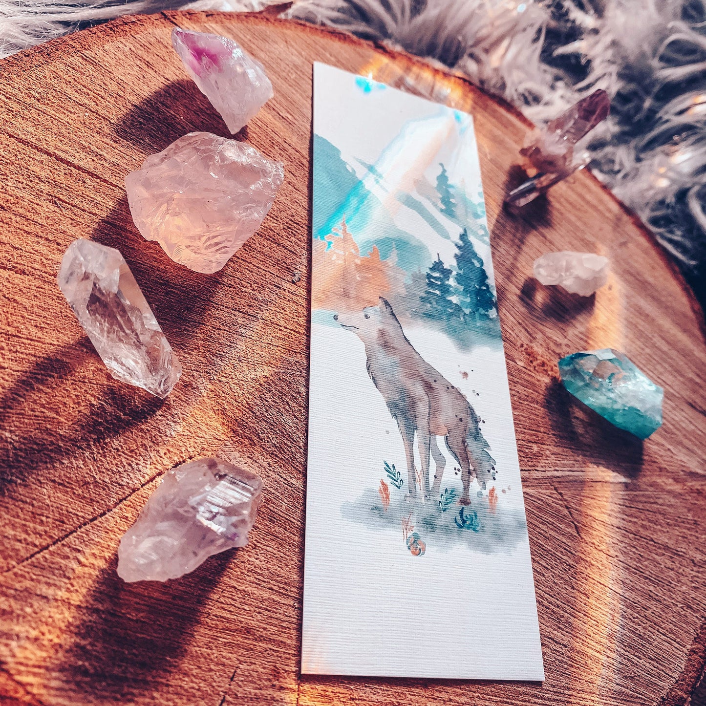 Mountain Wolf Watercolor Bookmark
