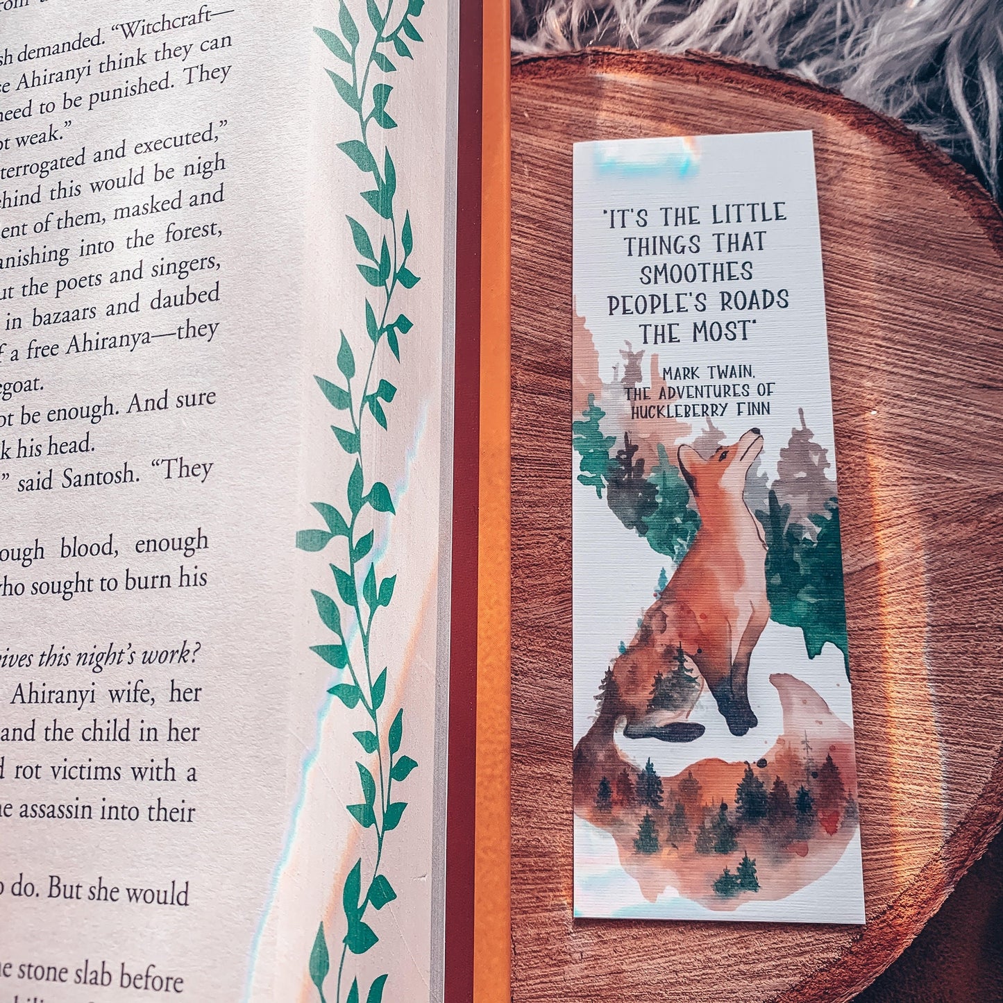 Mark Twain Huckleberry Finn Quote Watercolor Fox Bookmark