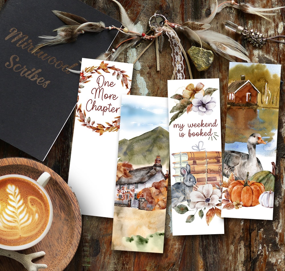 Autumn Pumpkin and Goose Watercolor Bookmark