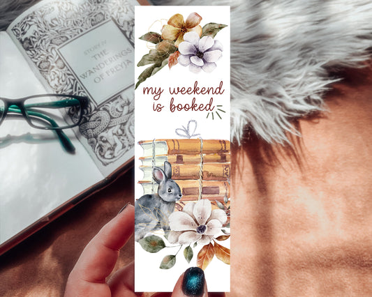 My Weekend is Booked Autumn Cozy Bookmark