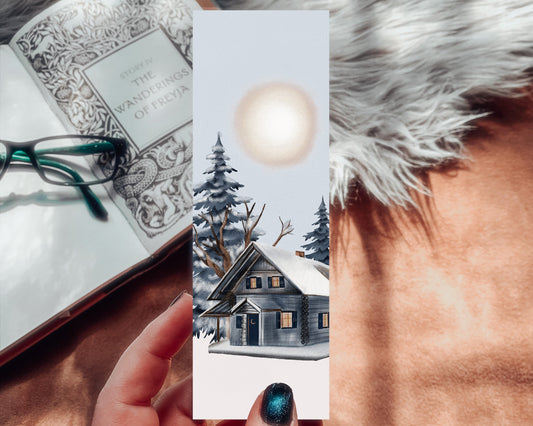 Snowy Winter Holiday Cabin Bookmark