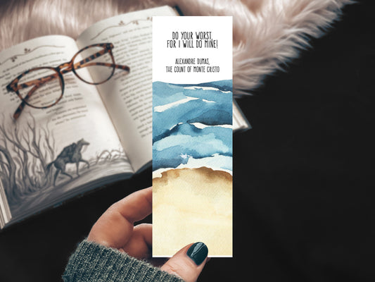 Do Your Worst Quote, The Count of Monte Cristo Watercolor Seascape Bookmark